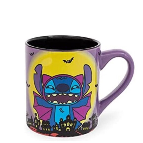 NEW Disney Lilo and Stitch Halloween Scene with Glitter Ceramic Mug 20 oz - Picture 2 of 4